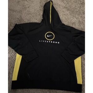 Nike Livestrong Hoodie Men's XL Therma-Fit Black Yellow Sweatshirt Pullover EUc‎